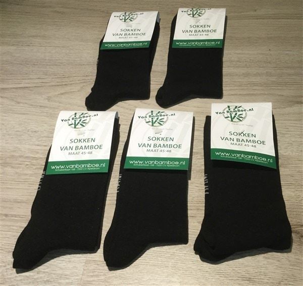 Bamboe sokken zwart 5x - S15