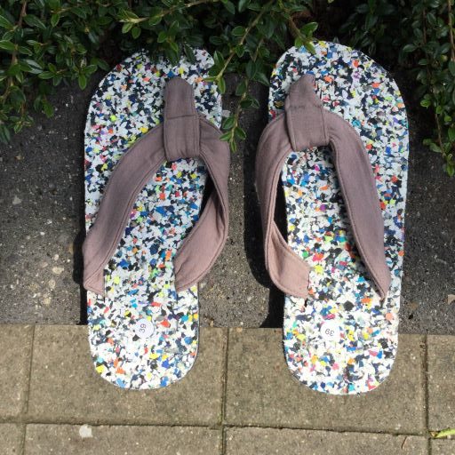 Bamboe slippers confetti taupe