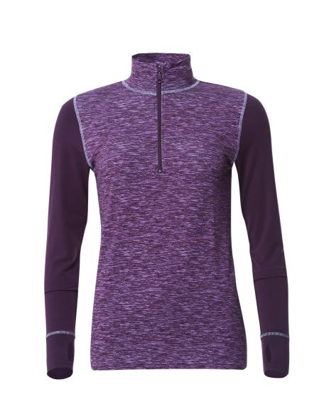 Bamboe dames baselayer paars gemeleerd
