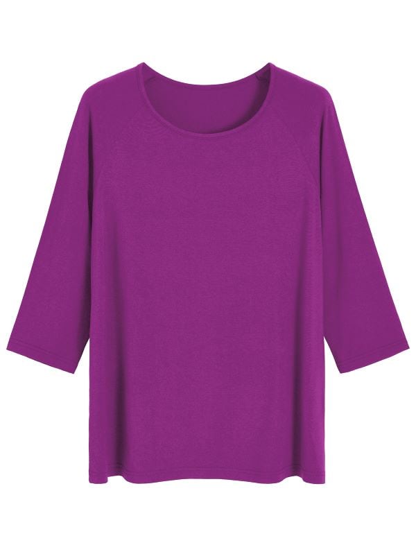 Bamboe top ¾ mouw fuchsia