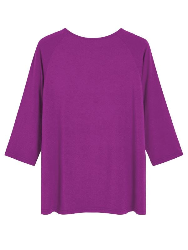 Bamboe top ¾ mouw fuchsia - Afbeelding 2
